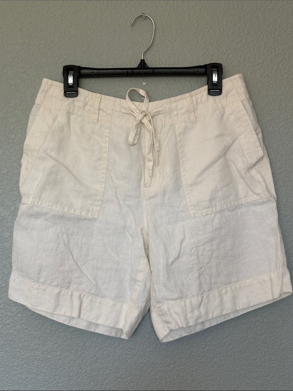 Liz Claiborne Cream Drawstring Linen Shorts - Picture 1 of 7